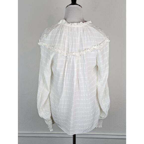 River Island Top Ruffle Bib Blouse Peasant Boho Victorian Cottagecore Size 8 - Picture 9 of 16